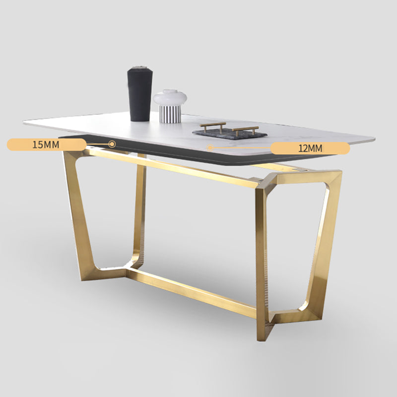 Luxury Sintered Stone Dining Table Rectangle Table with Metal Trestle Base Clearhalo ' dining_table' 'Dining Tables & Seating' 'Dining Tables' 'furn' 'furn_dining_table' 'Furniture' 'furniture_dining_table' 'Kitchen & Dining Furniture' 'kitchen&dining_furn' 'kitchen' 'kitchen_dining_table' 4156061