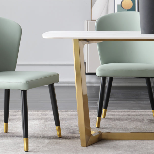 Luxury Sintered Stone Dining Table Rectangle Table with Metal Trestle Base Clearhalo ' dining_table' 'Dining Tables & Seating' 'Dining Tables' 'furn' 'furn_dining_table' 'Furniture' 'furniture_dining_table' 'Kitchen & Dining Furniture' 'kitchen&dining_furn' 'kitchen' 'kitchen_dining_table' 4156063