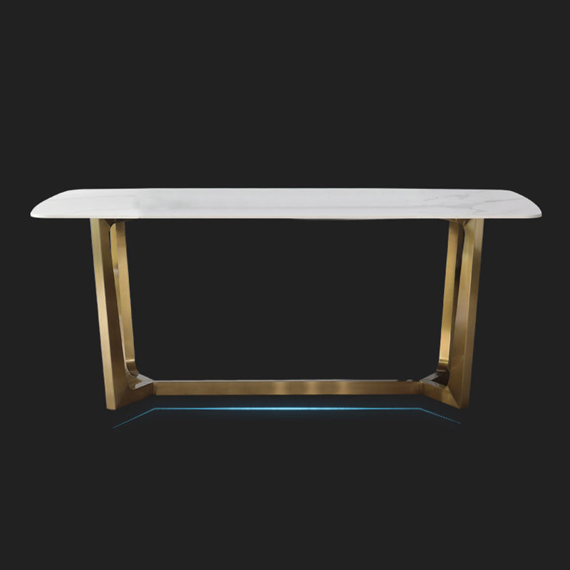 Luxury Sintered Stone Dining Table Rectangle Table with Metal Trestle Base Clearhalo ' dining_table' 'Dining Tables & Seating' 'Dining Tables' 'furn' 'furn_dining_table' 'Furniture' 'furniture_dining_table' 'Kitchen & Dining Furniture' 'kitchen&dining_furn' 'kitchen' 'kitchen_dining_table' 4156065