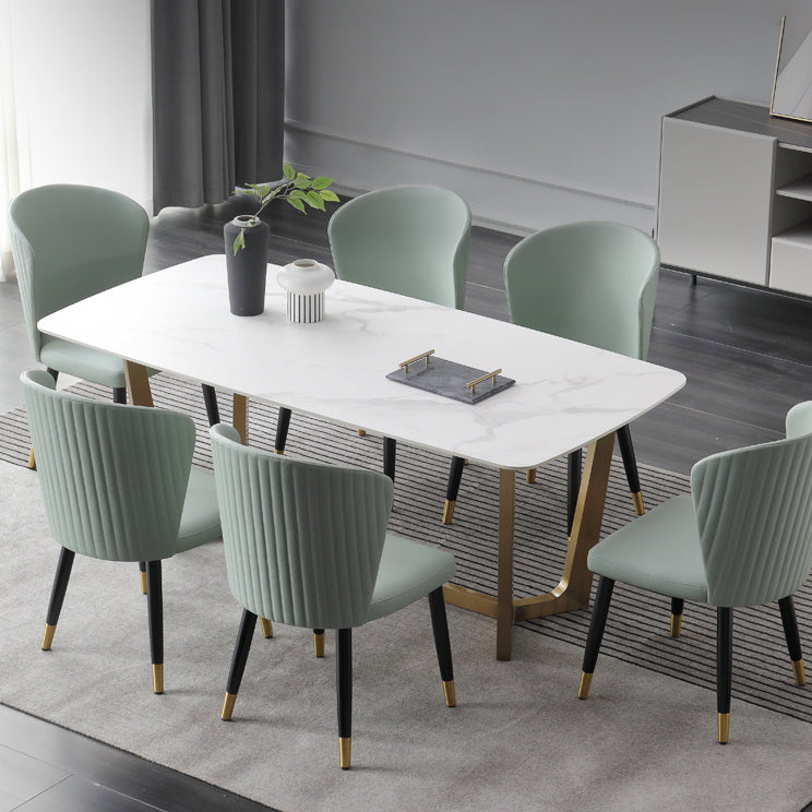 Luxury Sintered Stone Dining Table Rectangle Table with Metal Trestle Base Clearhalo ' dining_table' 'Dining Tables & Seating' 'Dining Tables' 'furn' 'furn_dining_table' 'Furniture' 'furniture_dining_table' 'Kitchen & Dining Furniture' 'kitchen&dining_furn' 'kitchen' 'kitchen_dining_table' 4156067