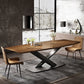 Industrial Solid Wood Table for Restaurant Rectangle Dining Table with Metal Pedestal Clearhalo ' dining_table' 'Dining Tables & Seating' 'Dining Tables' 'furn' 'furn_dining_table' 'Furniture' 'furniture_dining_table' 'Kitchen & Dining Furniture' 'kitchen&dining_furn' 'kitchen' 'kitchen_dining_table' 4156075