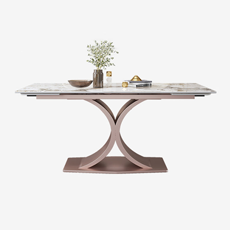 Rectangle Stone Dining Site Table Traditional Luxury Pedestal Dinner Table Without Chairs Clearhalo ' dining_table' 'Dining Tables & Seating' 'Dining Tables' 'furn' 'furn_dining_table' 'Furniture' 'furniture_dining_table' 'Kitchen & Dining Furniture' 'kitchen&dining_furn' 'kitchen' 'kitchen_dining_table' 4156089