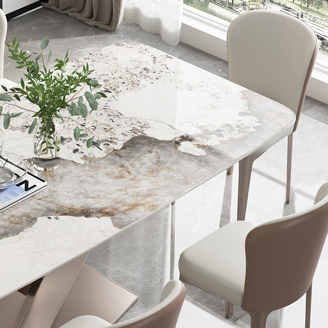 Rectangle Stone Dining Site Table Traditional Luxury Pedestal Dinner Table Clearhalo ' dining_table' 'Dining Tables & Seating' 'Dining Tables' 'furn' 'furn_dining_table' 'Furniture' 'furniture_dining_table' 'Kitchen & Dining Furniture' 'kitchen&dining_furn' 'kitchen' 'kitchen_dining_table' 4156092