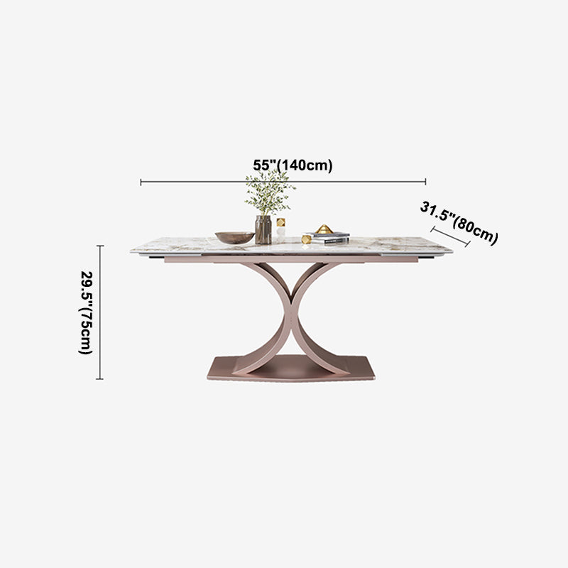 Rectangle Stone Dining Site Table Traditional Luxury Pedestal Dinner Table Clearhalo ' dining_table' 'Dining Tables & Seating' 'Dining Tables' 'furn' 'furn_dining_table' 'Furniture' 'furniture_dining_table' 'Kitchen & Dining Furniture' 'kitchen&dining_furn' 'kitchen' 'kitchen_dining_table' 4156094