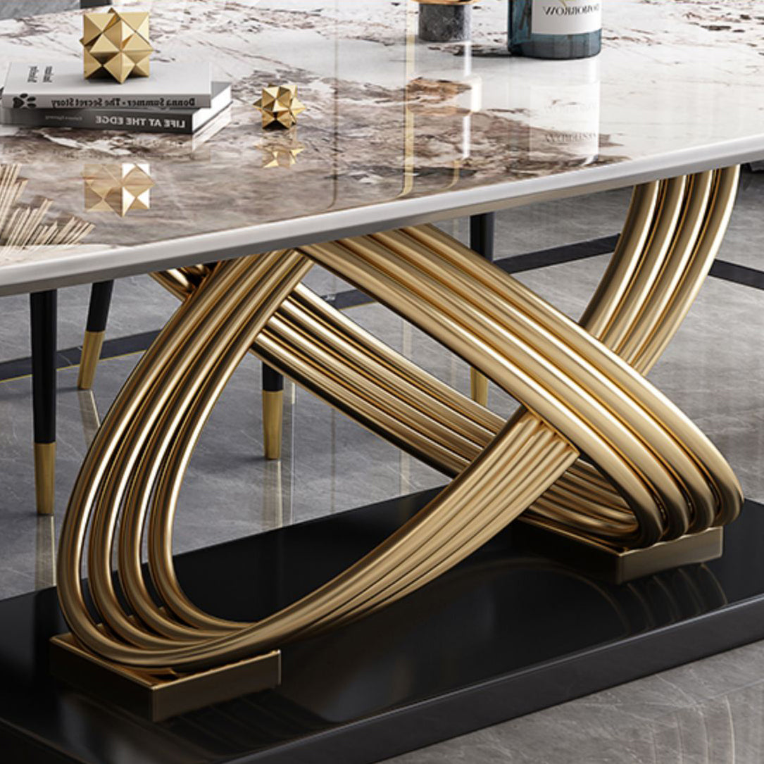 Rectangle Pedestal Dining Site Table Stone Dining Room Collection for Home Clearhalo ' dining_table' 'Dining Tables & Seating' 'Dining Tables' 'furn' 'furn_dining_table' 'Furniture' 'furniture_dining_table' 'Kitchen & Dining Furniture' 'kitchen&dining_furn' 'kitchen' 'kitchen_dining_table' 4156118
