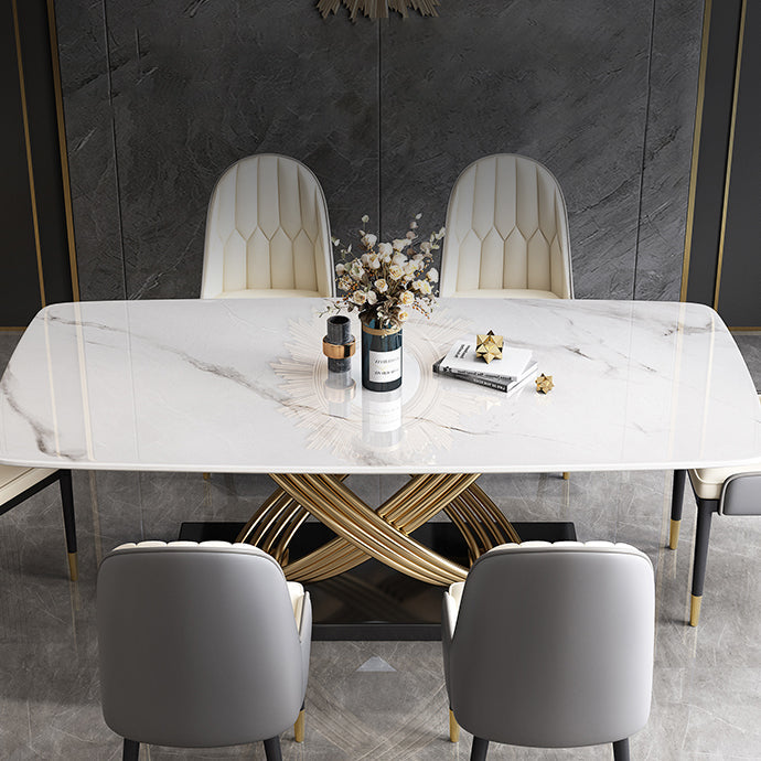 Rectangle Pedestal Dining Site Table Stone Dining Room Collection for Home Clearhalo ' dining_table' 'Dining Tables & Seating' 'Dining Tables' 'furn' 'furn_dining_table' 'Furniture' 'furniture_dining_table' 'Kitchen & Dining Furniture' 'kitchen&dining_furn' 'kitchen' 'kitchen_dining_table' 4156122