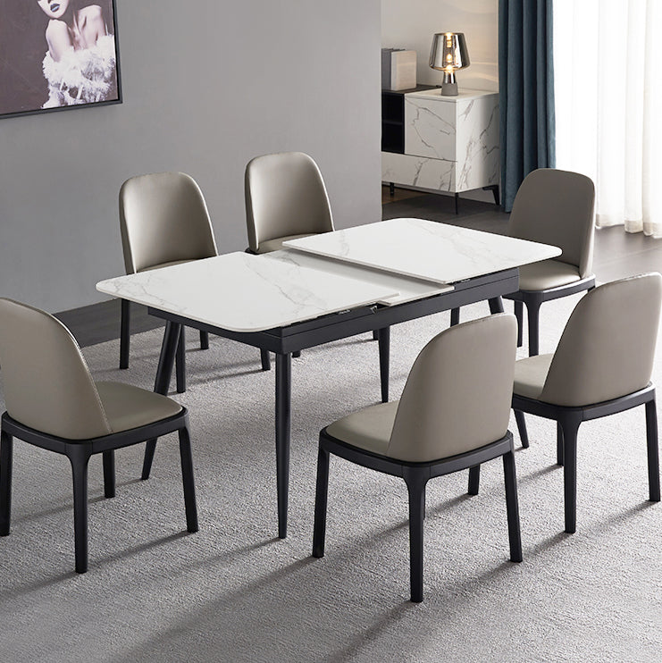 Stone Extendable Dining Site Table Industrial Style Rectangle Dining Table for Home Clearhalo ' dining_table' 'Dining Tables & Seating' 'Dining Tables' 'furn' 'furn_dining_table' 'Furniture' 'furniture_dining_table' 'Kitchen & Dining Furniture' 'kitchen&dining_furn' 'kitchen' 'kitchen_dining_table' 4156156