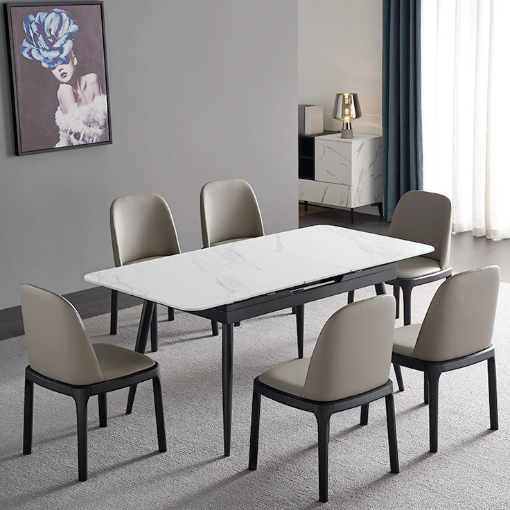 Stone Extendable Dining Site Table Industrial Style Rectangle Dining Table for Home Clearhalo ' dining_table' 'Dining Tables & Seating' 'Dining Tables' 'furn' 'furn_dining_table' 'Furniture' 'furniture_dining_table' 'Kitchen & Dining Furniture' 'kitchen&dining_furn' 'kitchen' 'kitchen_dining_table' 4156157