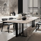 Industrial Sintered Stone Dining Table Rectangle Table with Metal Double Pedestal Clearhalo ' dining_table' 'Dining Tables & Seating' 'Dining Tables' 'furn' 'furn_dining_table' 'Furniture' 'furniture_dining_table' 'Kitchen & Dining Furniture' 'kitchen&dining_furn' 'kitchen' 'kitchen_dining_table' 4156174