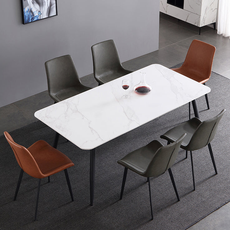 4-foot Stone Dinner Table Industrial Style Rectangle Dining Table for Home Clearhalo ' dining_table' 'Dining Tables & Seating' 'Dining Tables' 'furn' 'furn_dining_table' 'Furniture' 'furniture_dining_table' 'Kitchen & Dining Furniture' 'kitchen&dining_furn' 'kitchen' 'kitchen_dining_table' 4156187