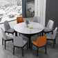 Modern Extendable White Dining Table Sintered Stone Round Shape Dining Table for Kitchen Clearhalo ' dining_table' 'Dining Tables & Seating' 'Dining Tables' 'furn' 'furn_dining_table' 'Furniture' 'furniture_dining_table' 'Kitchen & Dining Furniture' 'kitchen&dining_furn' 'kitchen' 'kitchen_dining_table' 4156238