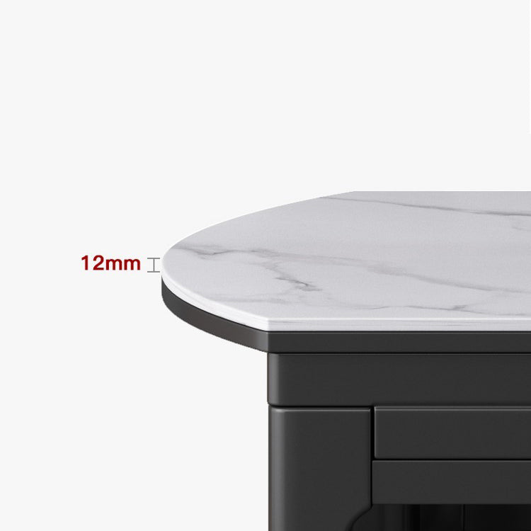 Modern Extendable White Dining Table Sintered Stone Round Shape Dining Table for Kitchen Clearhalo ' dining_table' 'Dining Tables & Seating' 'Dining Tables' 'furn' 'furn_dining_table' 'Furniture' 'furniture_dining_table' 'Kitchen & Dining Furniture' 'kitchen&dining_furn' 'kitchen' 'kitchen_dining_table' 4156240
