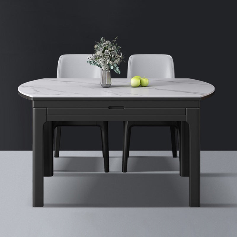 Modern Extendable White Dining Table Sintered Stone Round Shape Dining Table for Kitchen Clearhalo ' dining_table' 'Dining Tables & Seating' 'Dining Tables' 'furn' 'furn_dining_table' 'Furniture' 'furniture_dining_table' 'Kitchen & Dining Furniture' 'kitchen&dining_furn' 'kitchen' 'kitchen_dining_table' 4156244