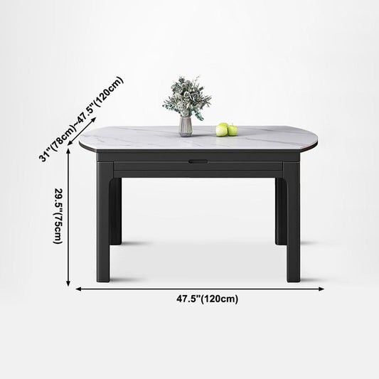 Modern Extendable White Dining Table Sintered Stone Round Shape Dining Table for Kitchen