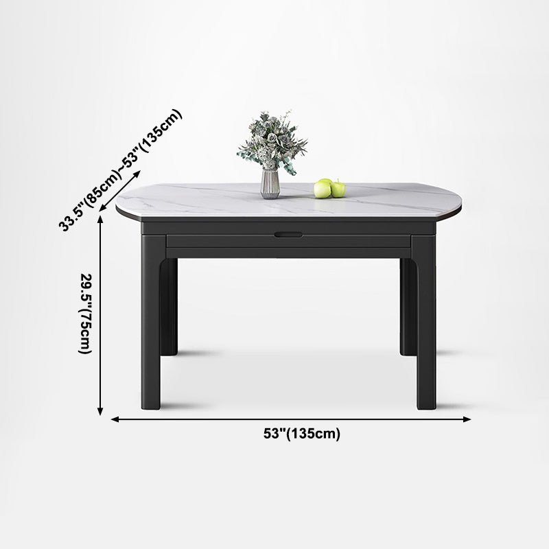 Modern Extendable White Dining Table Sintered Stone Round Shape Dining Table for Kitchen Clearhalo ' dining_table' 'Dining Tables & Seating' 'Dining Tables' 'furn' 'furn_dining_table' 'Furniture' 'furniture_dining_table' 'Kitchen & Dining Furniture' 'kitchen&dining_furn' 'kitchen' 'kitchen_dining_table' 4156248