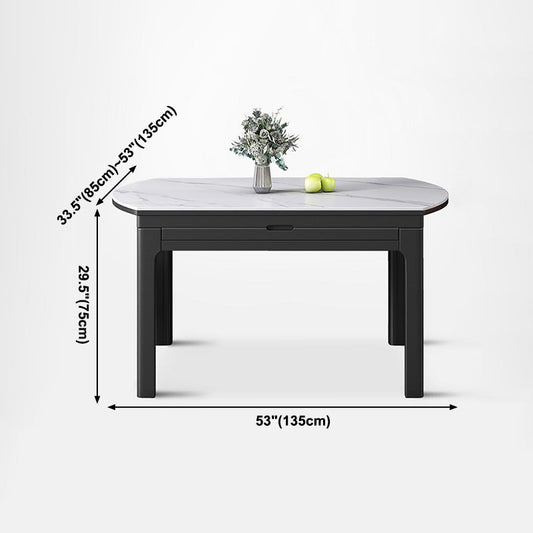 Modern Extendable White Dining Table Sintered Stone Round Shape Dining Table for Kitchen
