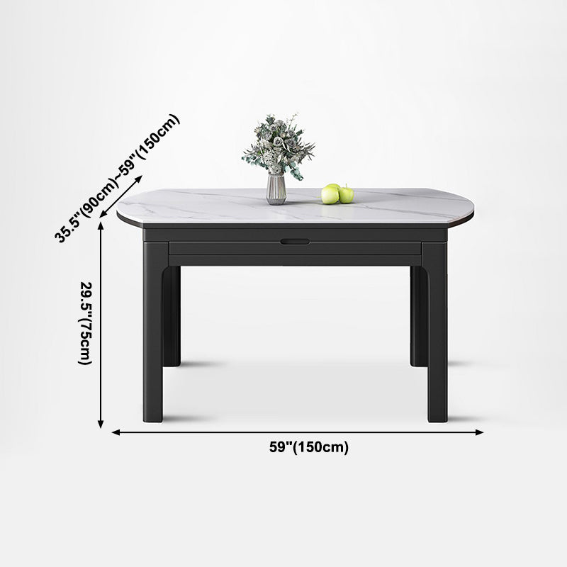 Modern Extendable White Dining Table Sintered Stone Round Shape Dining Table for Kitchen Clearhalo ' dining_table' 'Dining Tables & Seating' 'Dining Tables' 'furn' 'furn_dining_table' 'Furniture' 'furniture_dining_table' 'Kitchen & Dining Furniture' 'kitchen&dining_furn' 'kitchen' 'kitchen_dining_table' 4156249