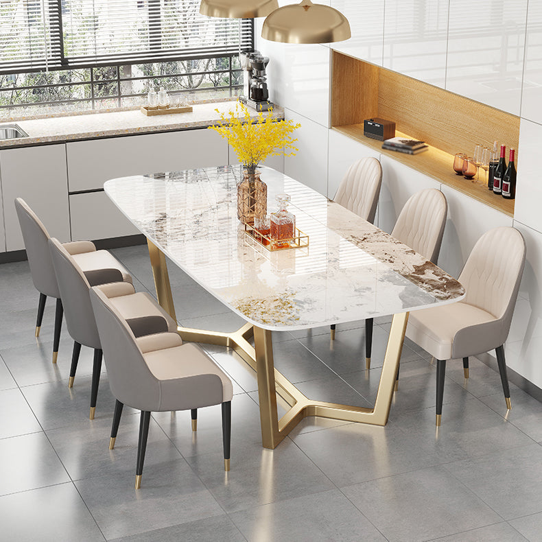 Luxury Sintered Stone Dining Table Rectangle Table with Trestle Base Clearhalo ' dining_table' 'Dining Tables & Seating' 'Dining Tables' 'furn' 'furn_dining_table' 'Furniture' 'furniture_dining_table' 'Kitchen & Dining Furniture' 'kitchen&dining_furn' 'kitchen' 'kitchen_dining_table' 4156250
