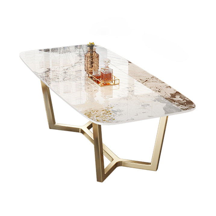 Luxury Sintered Stone Dining Table Rectangle Table with Trestle Base Without Chairs Clearhalo ' dining_table' 'Dining Tables & Seating' 'Dining Tables' 'furn' 'furn_dining_table' 'Furniture' 'furniture_dining_table' 'Kitchen & Dining Furniture' 'kitchen&dining_furn' 'kitchen' 'kitchen_dining_table' 4156251
