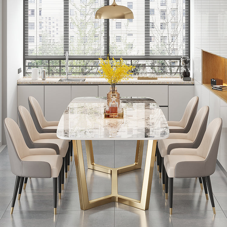 Luxury Sintered Stone Dining Table Rectangle Table with Trestle Base Clearhalo ' dining_table' 'Dining Tables & Seating' 'Dining Tables' 'furn' 'furn_dining_table' 'Furniture' 'furniture_dining_table' 'Kitchen & Dining Furniture' 'kitchen&dining_furn' 'kitchen' 'kitchen_dining_table' 4156252