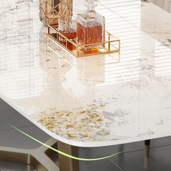 Luxury Sintered Stone Dining Table Rectangle Table with Trestle Base Clearhalo ' dining_table' 'Dining Tables & Seating' 'Dining Tables' 'furn' 'furn_dining_table' 'Furniture' 'furniture_dining_table' 'Kitchen & Dining Furniture' 'kitchen&dining_furn' 'kitchen' 'kitchen_dining_table' 4156257