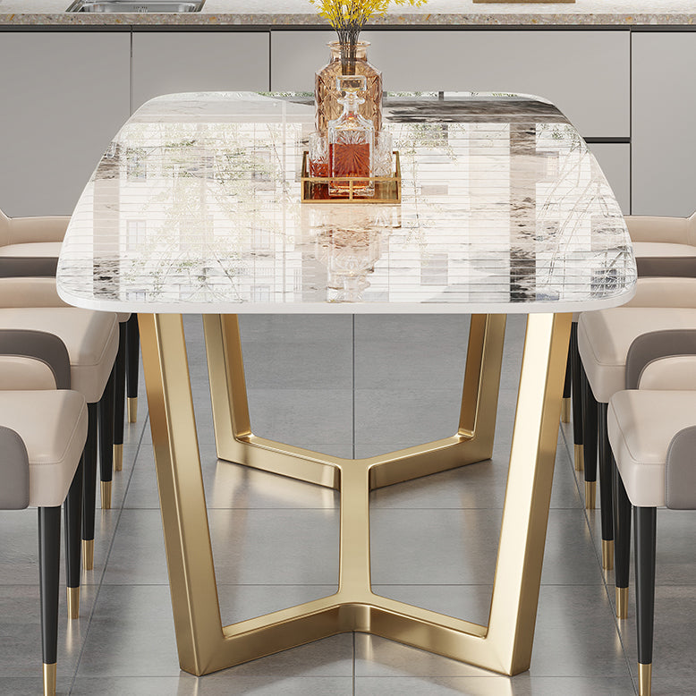 Luxury Sintered Stone Dining Table Rectangle Table with Trestle Base Clearhalo ' dining_table' 'Dining Tables & Seating' 'Dining Tables' 'furn' 'furn_dining_table' 'Furniture' 'furniture_dining_table' 'Kitchen & Dining Furniture' 'kitchen&dining_furn' 'kitchen' 'kitchen_dining_table' 4156259