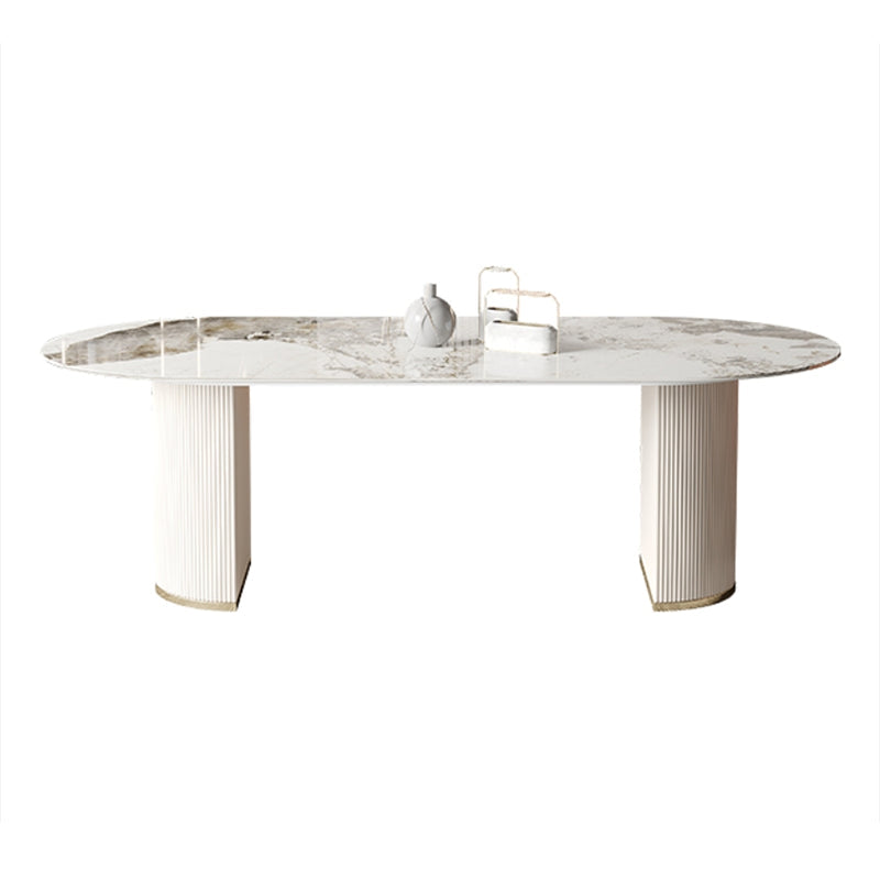 Metal Traditional Luxury Oval Table Sintered Stone Indoor Table for Dining Room Pandora Gold Clearhalo ' dining_table' 'Dining Tables & Seating' 'Dining Tables' 'Furniture' 'furniture_dining_table' 'Kitchen & Dining Furniture' 'kitchen&dining_furn' 'kitchen' 'kitchen_dining_table' 4156270