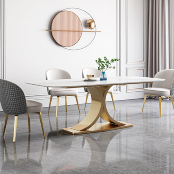 Stone Dining Site Table Traditional Luxury Rectangle Dining Table with Pedestal Base Clearhalo ' dining_table' 'Dining Tables & Seating' 'Dining Tables' 'furn' 'furn_dining_table' 'Furniture' 'furniture_dining_table' 'Kitchen & Dining Furniture' 'kitchen&dining_furn' 'kitchen' 'kitchen_dining_table' 4156284