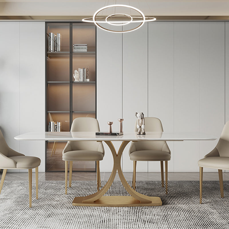 Stone Dining Site Table Traditional Luxury Rectangle Dining Table with Pedestal Base Clearhalo ' dining_table' 'Dining Tables & Seating' 'Dining Tables' 'furn' 'furn_dining_table' 'Furniture' 'furniture_dining_table' 'Kitchen & Dining Furniture' 'kitchen&dining_furn' 'kitchen' 'kitchen_dining_table' 4156286
