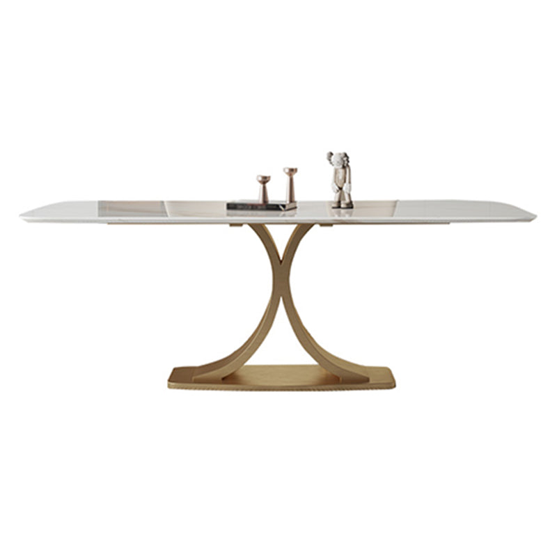 Stone Dining Site Table Traditional Luxury Rectangle Dining Table with Pedestal Base Without Chairs Clearhalo ' dining_table' 'Dining Tables & Seating' 'Dining Tables' 'furn' 'furn_dining_table' 'Furniture' 'furniture_dining_table' 'Kitchen & Dining Furniture' 'kitchen&dining_furn' 'kitchen' 'kitchen_dining_table' 4156287