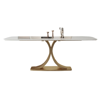 Stone Dining Site Table Traditional Luxury Rectangle Dining Table with Pedestal Base Without Chairs Clearhalo ' dining_table' 'Dining Tables & Seating' 'Dining Tables' 'furn' 'furn_dining_table' 'Furniture' 'furniture_dining_table' 'Kitchen & Dining Furniture' 'kitchen&dining_furn' 'kitchen' 'kitchen_dining_table' 4156287