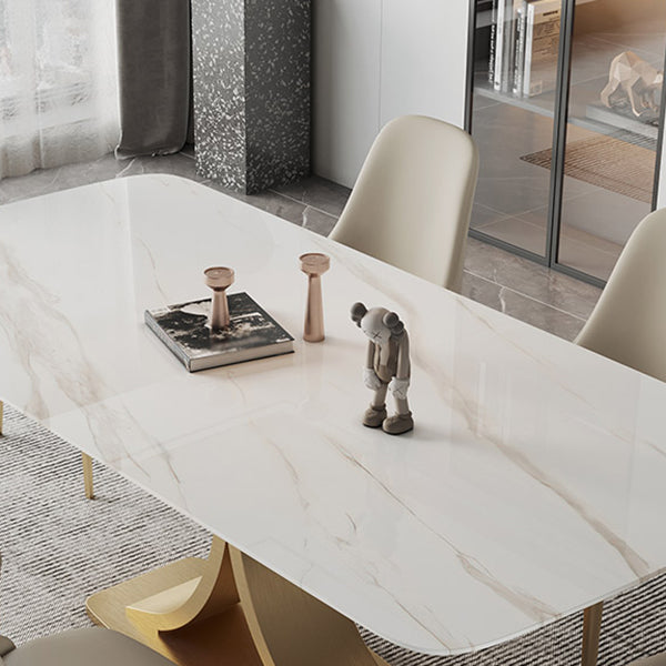 Stone Dining Site Table Traditional Luxury Rectangle Dining Table with Pedestal Base Clearhalo ' dining_table' 'Dining Tables & Seating' 'Dining Tables' 'furn' 'furn_dining_table' 'Furniture' 'furniture_dining_table' 'Kitchen & Dining Furniture' 'kitchen&dining_furn' 'kitchen' 'kitchen_dining_table' 4156289