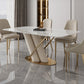 Traditional Luxury Rectangle Dining Table Stone Dinner Table with Pedestal Base Clearhalo ' dining_table' 'Dining Tables & Seating' 'Dining Tables' 'furn' 'furn_dining_table' 'Furniture' 'furniture_dining_table' 'Kitchen & Dining Furniture' 'kitchen&dining_furn' 'kitchen' 'kitchen_dining_table' 4156296