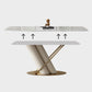 Traditional Luxury Rectangle Dining Table Stone Dinner Table with Pedestal Base Clearhalo ' dining_table' 'Dining Tables & Seating' 'Dining Tables' 'furn' 'furn_dining_table' 'Furniture' 'furniture_dining_table' 'Kitchen & Dining Furniture' 'kitchen&dining_furn' 'kitchen' 'kitchen_dining_table' 4156301