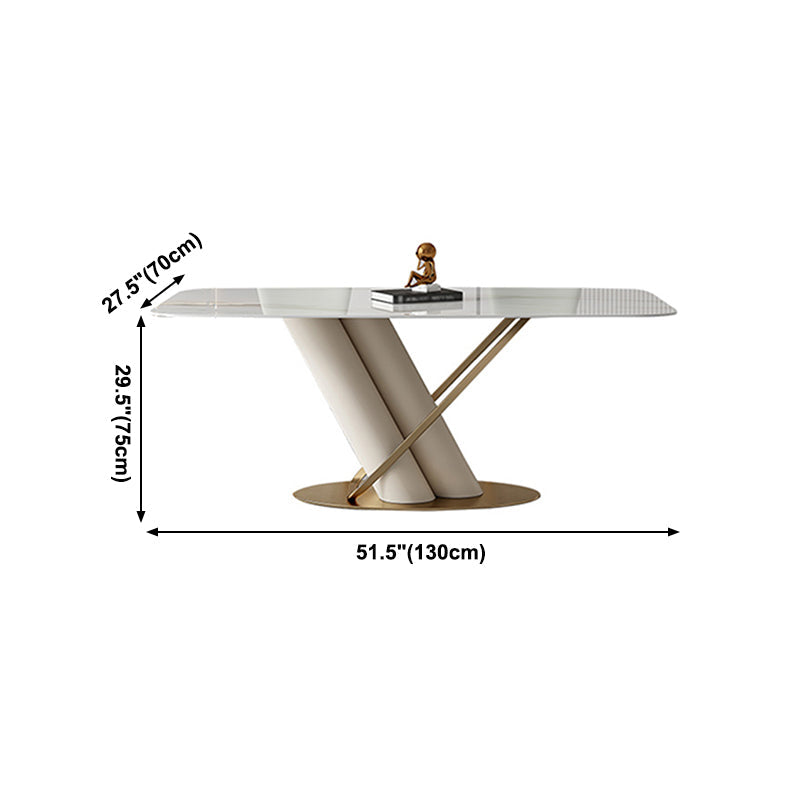 Traditional Luxury Rectangle Dining Table Stone Dinner Table with Pedestal Base Clearhalo ' dining_table' 'Dining Tables & Seating' 'Dining Tables' 'furn' 'furn_dining_table' 'Furniture' 'furniture_dining_table' 'Kitchen & Dining Furniture' 'kitchen&dining_furn' 'kitchen' 'kitchen_dining_table' 4156311