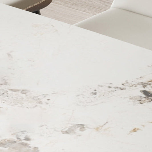 Metal Traditional Luxury Rectangle Table Sintered Stone Top Indoor Table with Pedestal