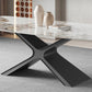 Metal Traditional Luxury Rectangle Table Sintered Stone Top Indoor Table with Pedestal Clearhalo ' dining_table' 'Dining Tables & Seating' 'Dining Tables' 'furn' 'furn_dining_table' 'Furniture' 'furniture_dining_table' 'Kitchen & Dining Furniture' 'kitchen&dining_furn' 'kitchen' 'kitchen_dining_table' 4156315