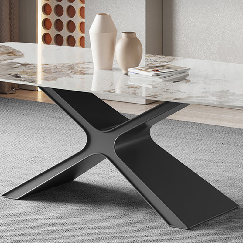 Metal Traditional Luxury Rectangle Table Sintered Stone Top Indoor Table with Pedestal Clearhalo ' dining_table' 'Dining Tables & Seating' 'Dining Tables' 'furn' 'furn_dining_table' 'Furniture' 'furniture_dining_table' 'Kitchen & Dining Furniture' 'kitchen&dining_furn' 'kitchen' 'kitchen_dining_table' 4156315
