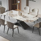 Metal Traditional Luxury Rectangle Table Sintered Stone Top Indoor Table with Pedestal Clearhalo ' dining_table' 'Dining Tables & Seating' 'Dining Tables' 'furn' 'furn_dining_table' 'Furniture' 'furniture_dining_table' 'Kitchen & Dining Furniture' 'kitchen&dining_furn' 'kitchen' 'kitchen_dining_table' 4156320