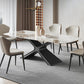 Metal Traditional Luxury Rectangle Table Sintered Stone Top Indoor Table with Pedestal Clearhalo ' dining_table' 'Dining Tables & Seating' 'Dining Tables' 'furn' 'furn_dining_table' 'Furniture' 'furniture_dining_table' 'Kitchen & Dining Furniture' 'kitchen&dining_furn' 'kitchen' 'kitchen_dining_table' 4156322