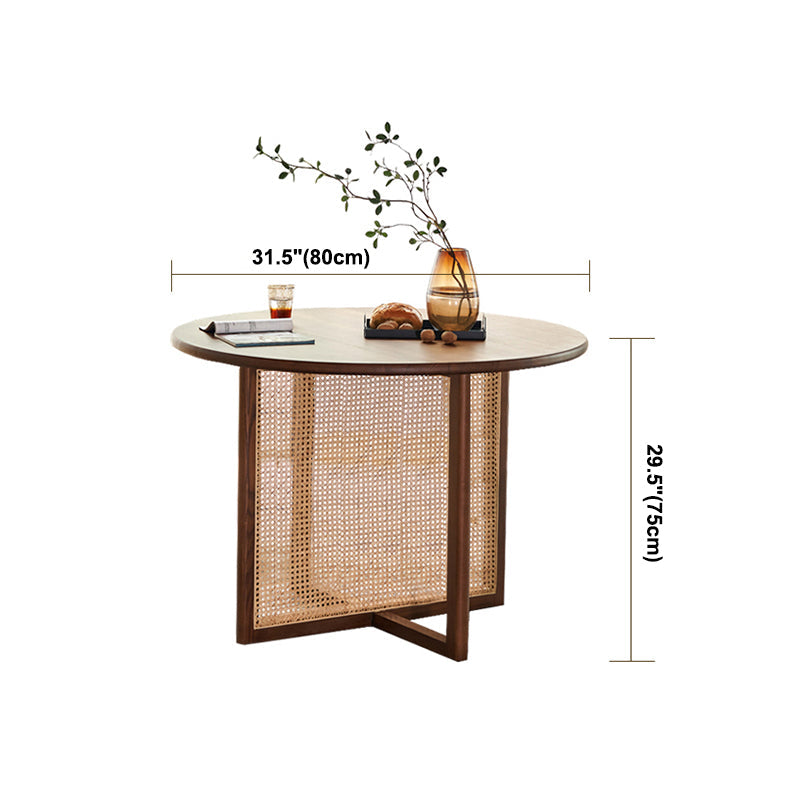 Round Trestle Base Casual Table Wood Color Fixed Table with Ashwood Solid Wood Clearhalo ' dining_table' 'Dining Tables & Seating' 'Dining Tables' 'furn' 'furn_dining_table' 'Furniture' 'furniture_dining_table' 'Kitchen & Dining Furniture' 'kitchen&dining_furn' 'kitchen' 'kitchen_dining_table' 4156337