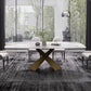 Sintered Stone Top Dining Table for Restaurant Luxury Rectangle Table with Metal Pedestal Clearhalo ' dining_table' 'Dining Tables & Seating' 'Dining Tables' 'furn' 'furn_dining_table' 'Furniture' 'furniture_dining_table' 'Kitchen & Dining Furniture' 'kitchen&dining_furn' 'kitchen' 'kitchen_dining_table' 4156341