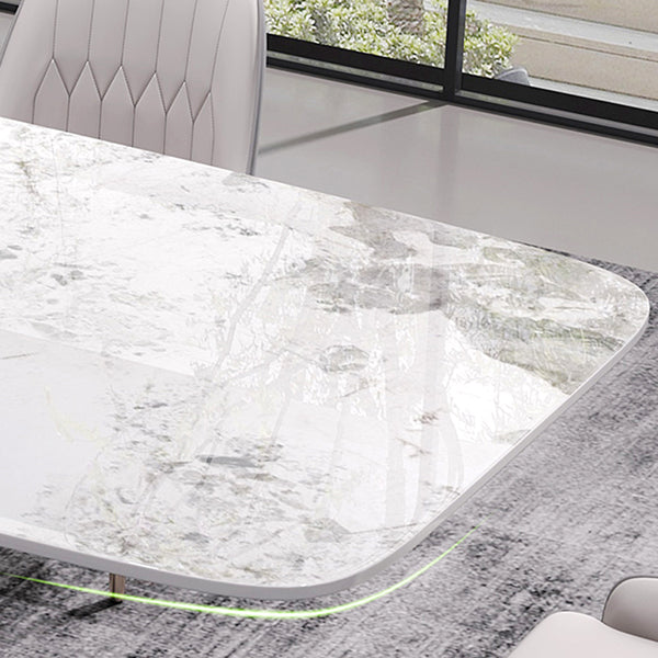 Sintered Stone Top Dining Table for Restaurant Luxury Rectangle Table with Metal Pedestal Clearhalo ' dining_table' 'Dining Tables & Seating' 'Dining Tables' 'furn' 'furn_dining_table' 'Furniture' 'furniture_dining_table' 'Kitchen & Dining Furniture' 'kitchen&dining_furn' 'kitchen' 'kitchen_dining_table' 4156346