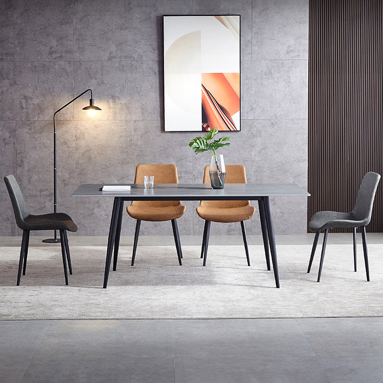 Sintered Stone Grey Tone Table Industrial 4 Legs Table for Dining Room Clearhalo ' dining_table' 'Dining Tables & Seating' 'Dining Tables' 'furn' 'furn_dining_table' 'Furniture' 'furniture_dining_table' 'Kitchen & Dining Furniture' 'kitchen&dining_furn' 'kitchen' 'kitchen_dining_table' 4156356