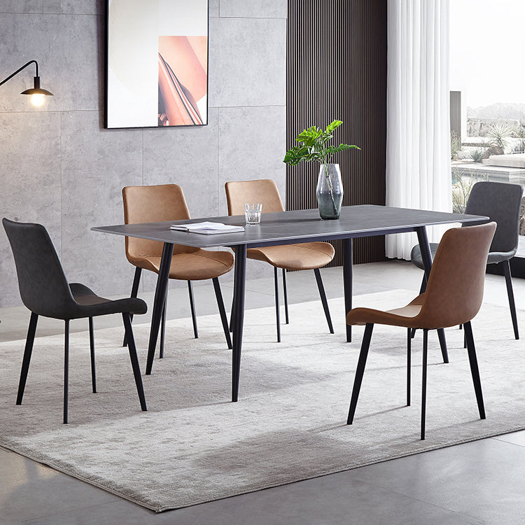 Sintered Stone Grey Tone Table Industrial 4 Legs Table for Dining Room Clearhalo ' dining_table' 'Dining Tables & Seating' 'Dining Tables' 'furn' 'furn_dining_table' 'Furniture' 'furniture_dining_table' 'Kitchen & Dining Furniture' 'kitchen&dining_furn' 'kitchen' 'kitchen_dining_table' 4156357