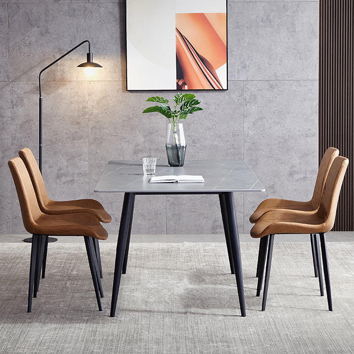 Sintered Stone Grey Tone Table Industrial 4 Legs Table for Dining Room Clearhalo ' dining_table' 'Dining Tables & Seating' 'Dining Tables' 'furn' 'furn_dining_table' 'Furniture' 'furniture_dining_table' 'Kitchen & Dining Furniture' 'kitchen&dining_furn' 'kitchen' 'kitchen_dining_table' 4156358