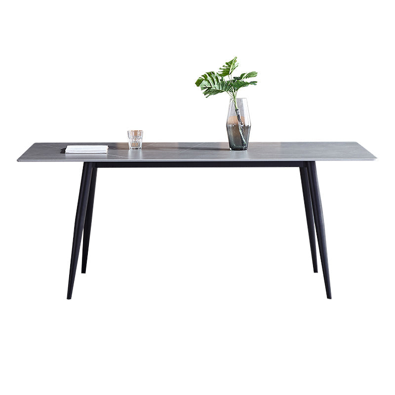 Sintered Stone Grey Tone Table Industrial 4 Legs Table for Dining Room Without Chairs Clearhalo ' dining_table' 'Dining Tables & Seating' 'Dining Tables' 'furn' 'furn_dining_table' 'Furniture' 'furniture_dining_table' 'Kitchen & Dining Furniture' 'kitchen&dining_furn' 'kitchen' 'kitchen_dining_table' 4156359