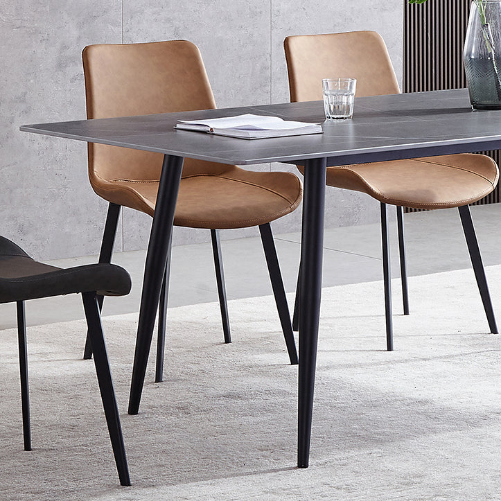 Sintered Stone Grey Tone Table Industrial 4 Legs Table for Dining Room Clearhalo ' dining_table' 'Dining Tables & Seating' 'Dining Tables' 'furn' 'furn_dining_table' 'Furniture' 'furniture_dining_table' 'Kitchen & Dining Furniture' 'kitchen&dining_furn' 'kitchen' 'kitchen_dining_table' 4156362