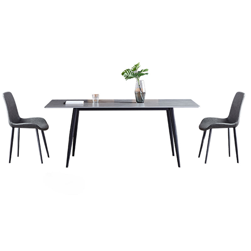 Sintered Stone Grey Tone Table Industrial 4 Legs Table for Dining Room Clearhalo ' dining_table' 'Dining Tables & Seating' 'Dining Tables' 'furn' 'furn_dining_table' 'Furniture' 'furniture_dining_table' 'Kitchen & Dining Furniture' 'kitchen&dining_furn' 'kitchen' 'kitchen_dining_table' 4156364