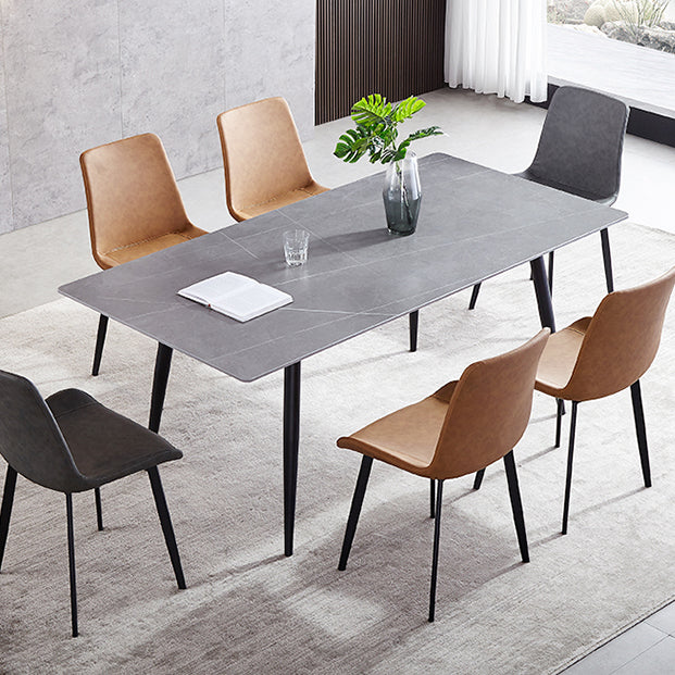 Sintered Stone Grey Tone Table Industrial 4 Legs Table for Dining Room Clearhalo ' dining_table' 'Dining Tables & Seating' 'Dining Tables' 'furn' 'furn_dining_table' 'Furniture' 'furniture_dining_table' 'Kitchen & Dining Furniture' 'kitchen&dining_furn' 'kitchen' 'kitchen_dining_table' 4156365